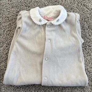 La Coqueta Velvet Gray Baby Onesie 0-3m